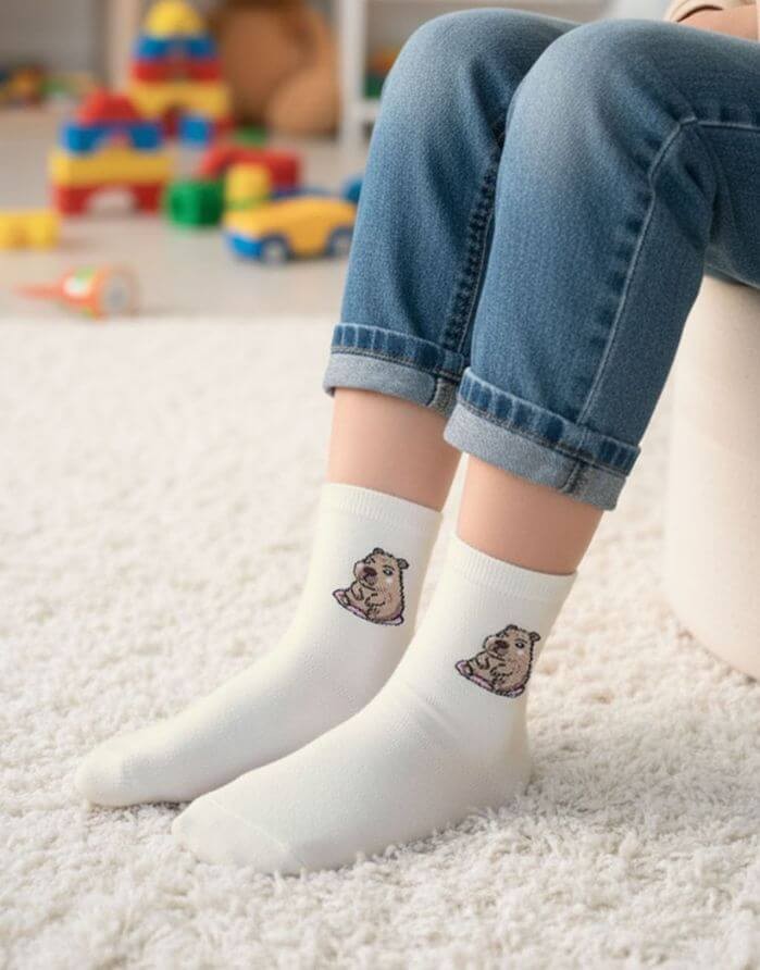 Children's socks "Capybara Ecru"