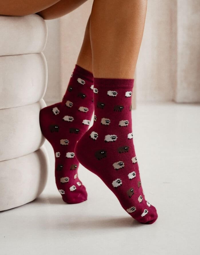 Women's socks "Sheep Claret"