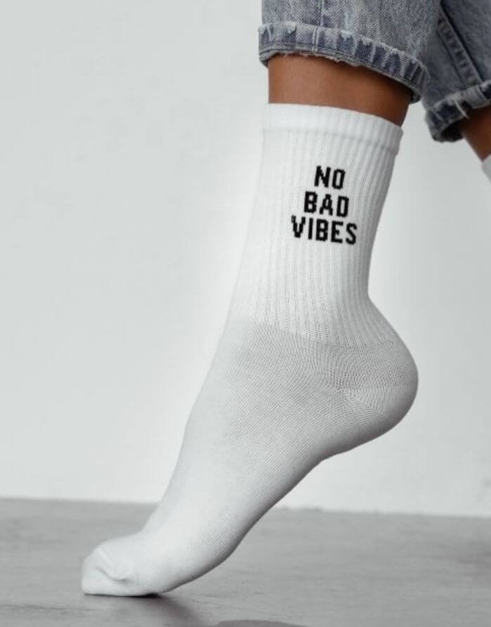 Women's socks "No Bad Vibes White"