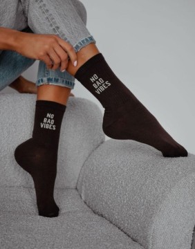 Women's socks "No Bad Vibes Brown"