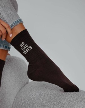 Women's socks "No Bad Vibes Brown"