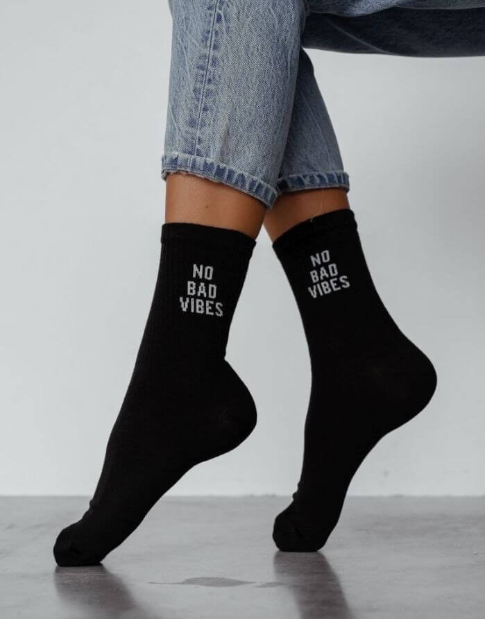 Women's socks "No Bad Vibes Black"