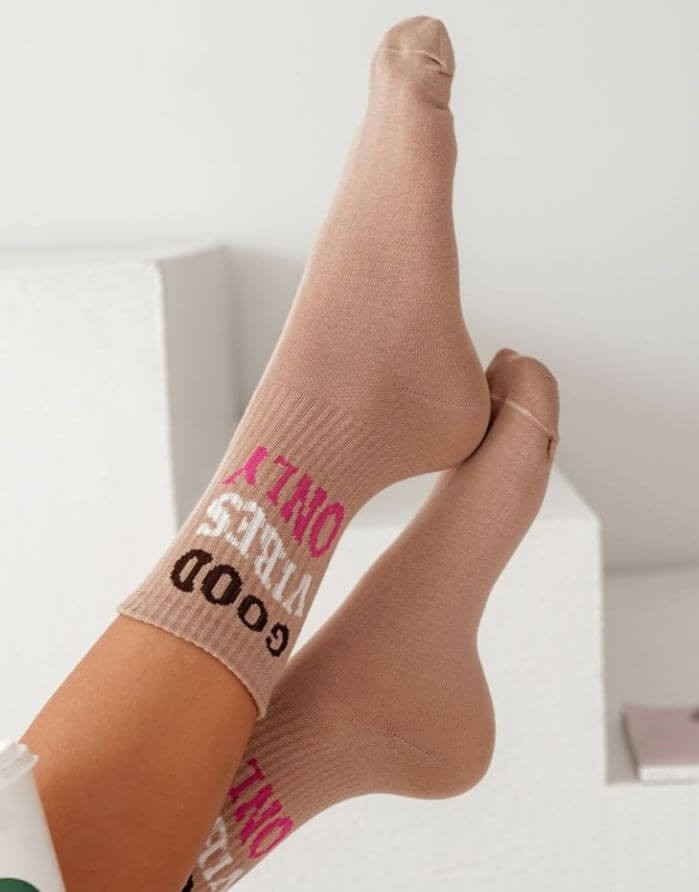 Women's socks "Good vibes only Beige"