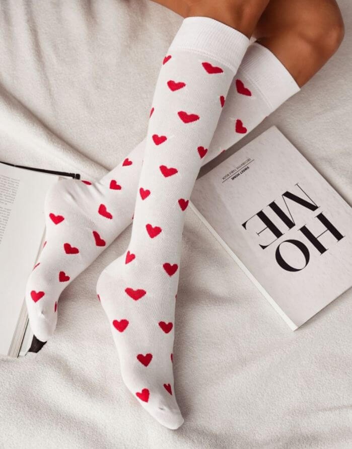 Women's socks "Hearts White"