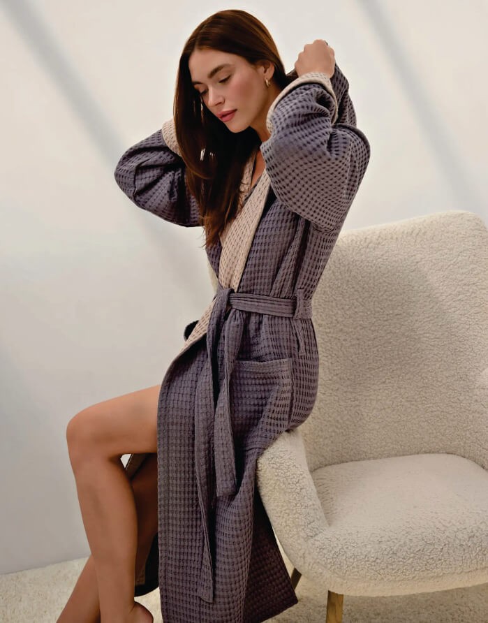 Bathrobe "Waffle Oms Dark Grey"