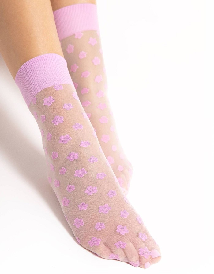 Women's socks "La La Off White Violet" 20 Den