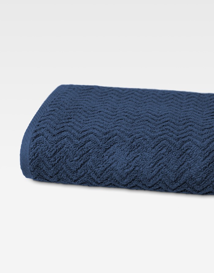 Cotton Towel "Zigzag Navy Blue"