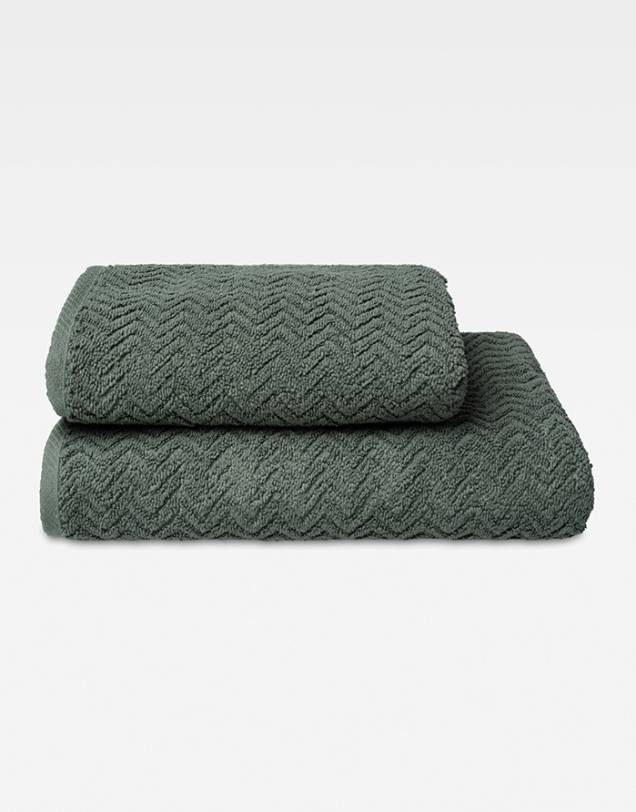 Cotton Towel "Zigzag Dark Forest"