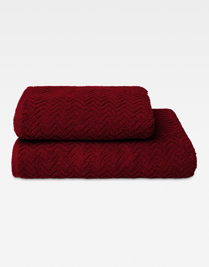 Cotton Towel "Zigzag Burgundy"