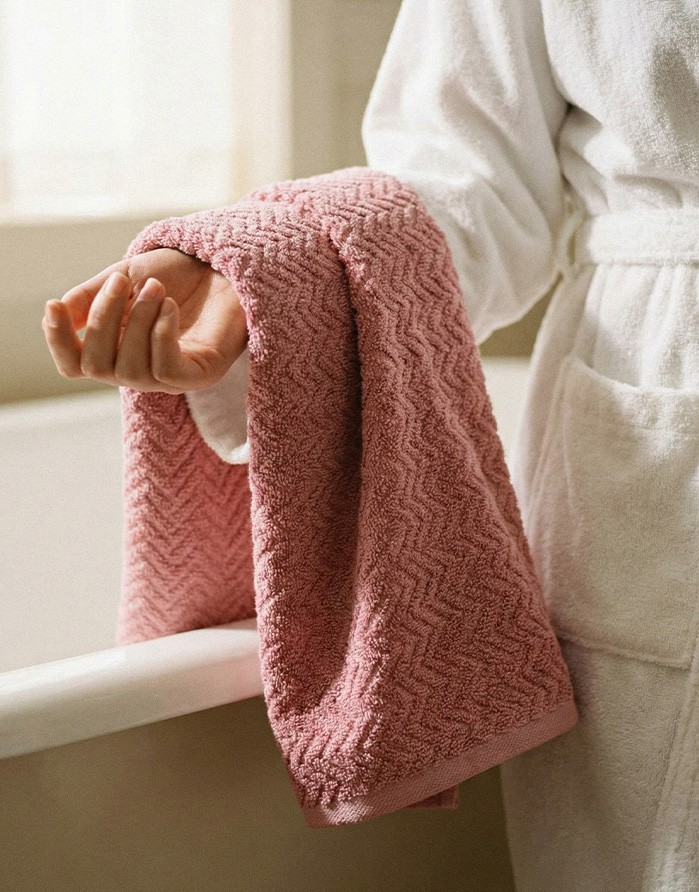 Cotton Towel "Zigzag Rosa"