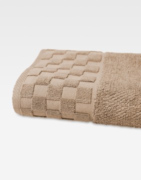 Cotton Towel "Grid Taupe"
