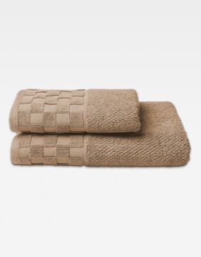 Cotton Towel "Grid Taupe"