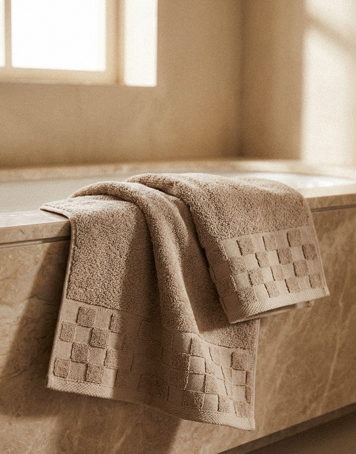 Puuvillane rätik "Grid Taupe"