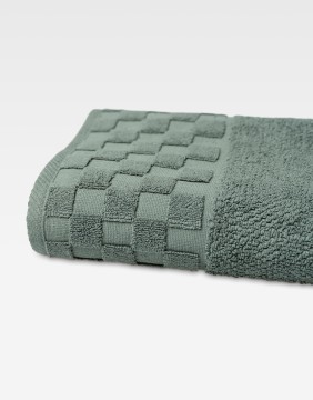 Cotton Towel "Grid Dark Forest"