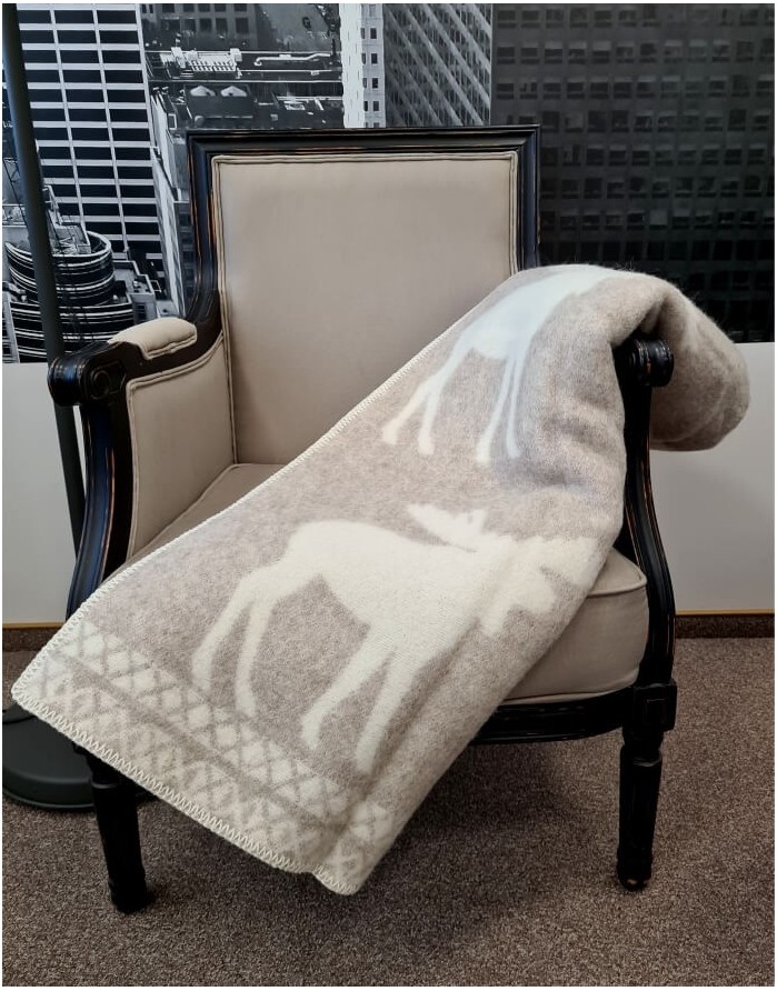 Naturaalne villane pleed "Happy Elk Beige"