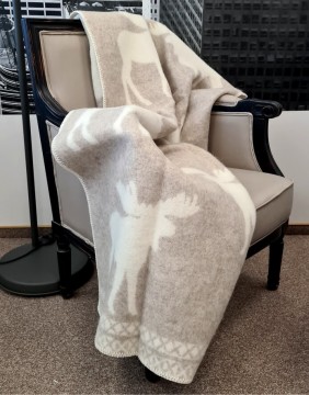 Naturaalne villane pleed "Happy Elk Beige"