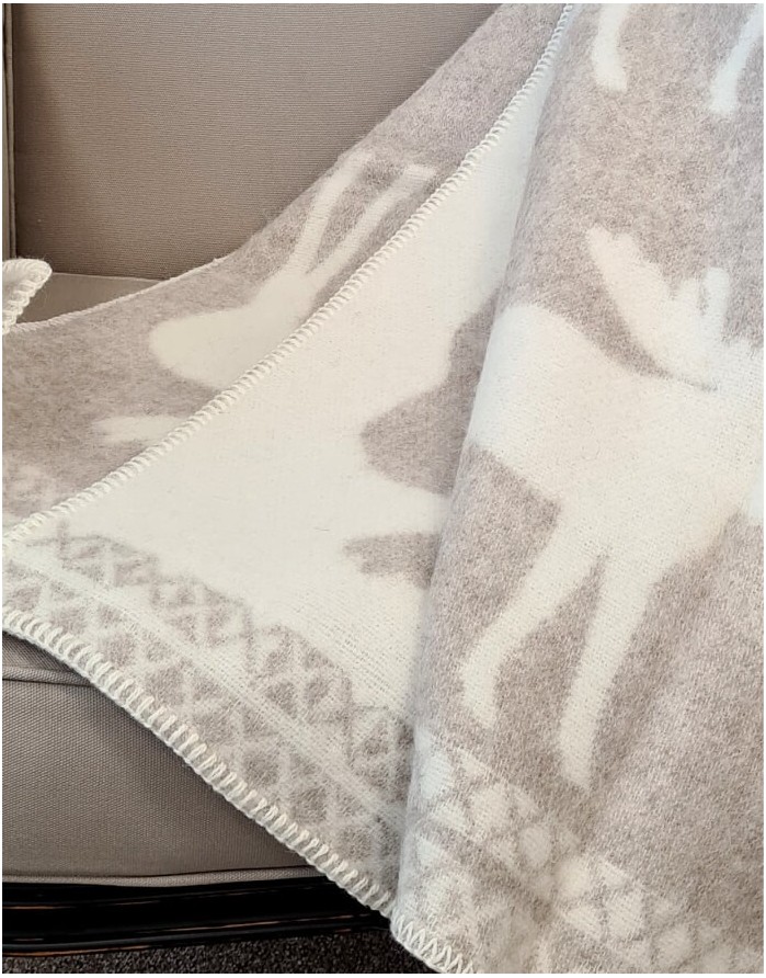 Naturaalne villane pleed "Happy Elk Beige"