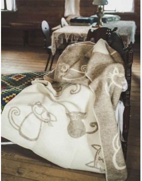 Naturaalne villane pleed "Cats"