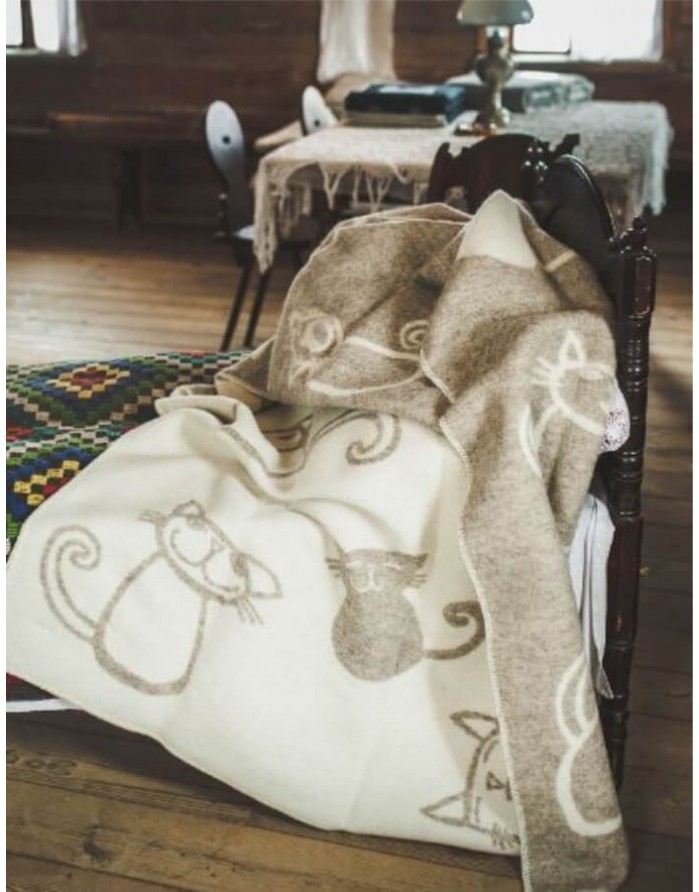 Плед из натуральной шерсти "Cats"