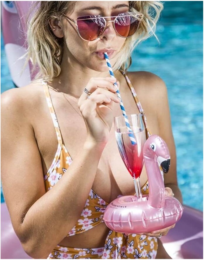 Inflatable drink holder "Neon Flamingo"