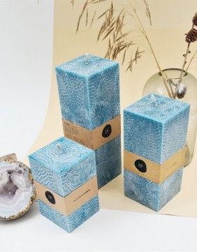 Kvepianti Kvadratinė Žvakė Pajūrio Vakaras 23 cm