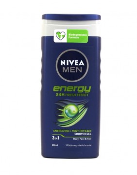 Dušigeel "Nivea Men Energy 24H, 3 in 1", 250 ml